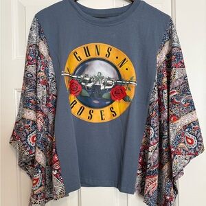 Guns N' Roses Graphic Tee with Paisley Sleeves